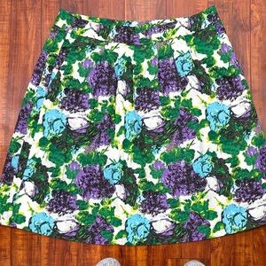 Ann Taylor Multicolor Floral A-Line Skirt